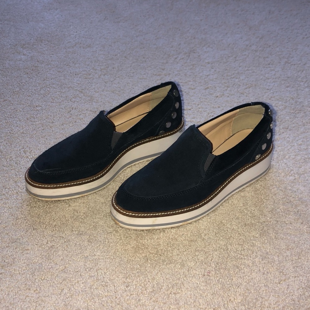 WORN ONCE navy blue shoes with silver detailing